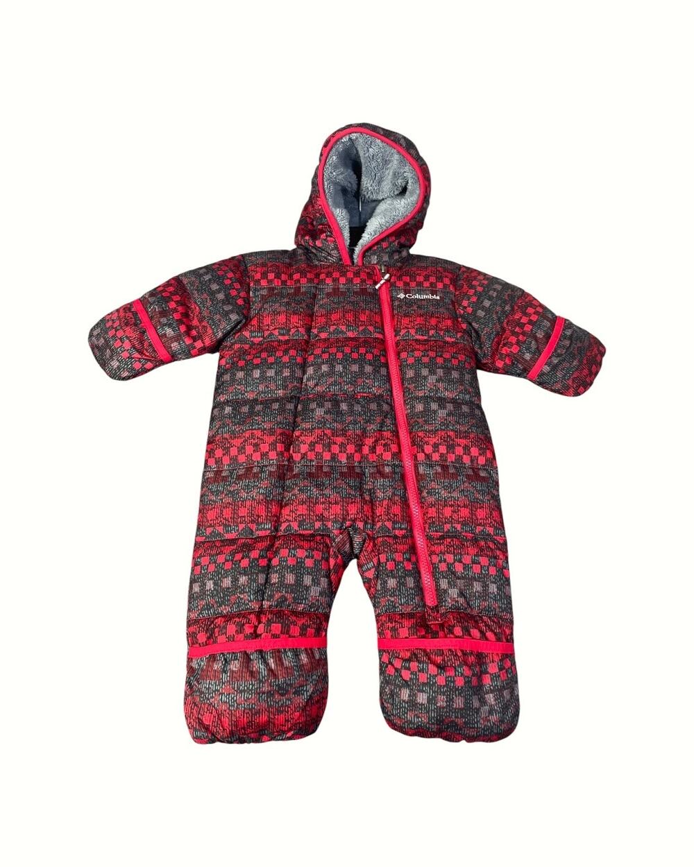Columbia Infant 3-6 Months Red/Black Geometric Pattern Bunting Snowsuit